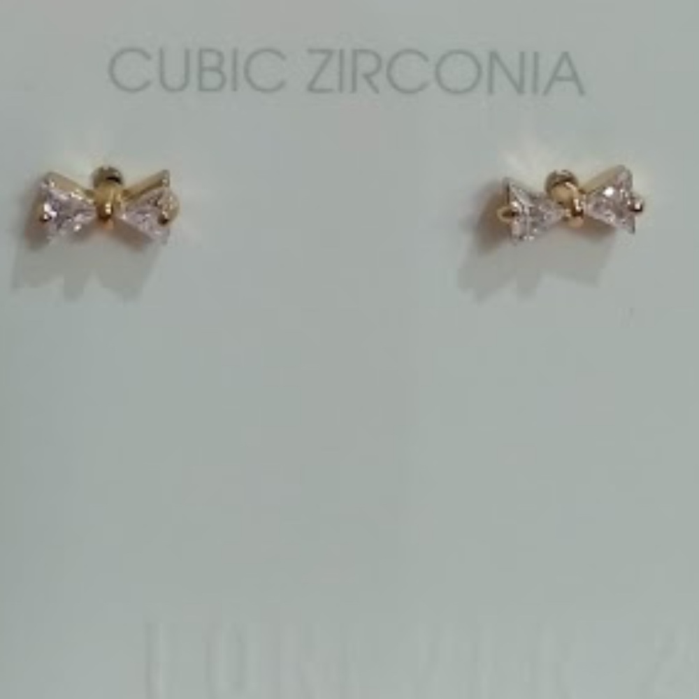 Forever 21 Cubic Zirconia Earrings bow tie NEW
